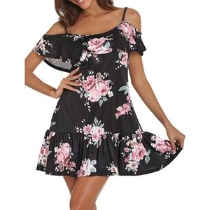 Flirty Summer Dress - Black Floral